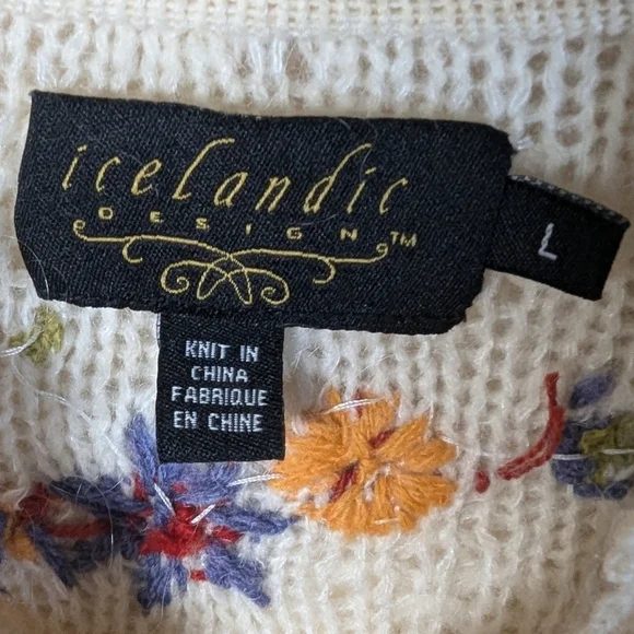 Floral Embroidered Wool Sweater Cardigan - Size Large 🌸✨ - Picture 3 of 5